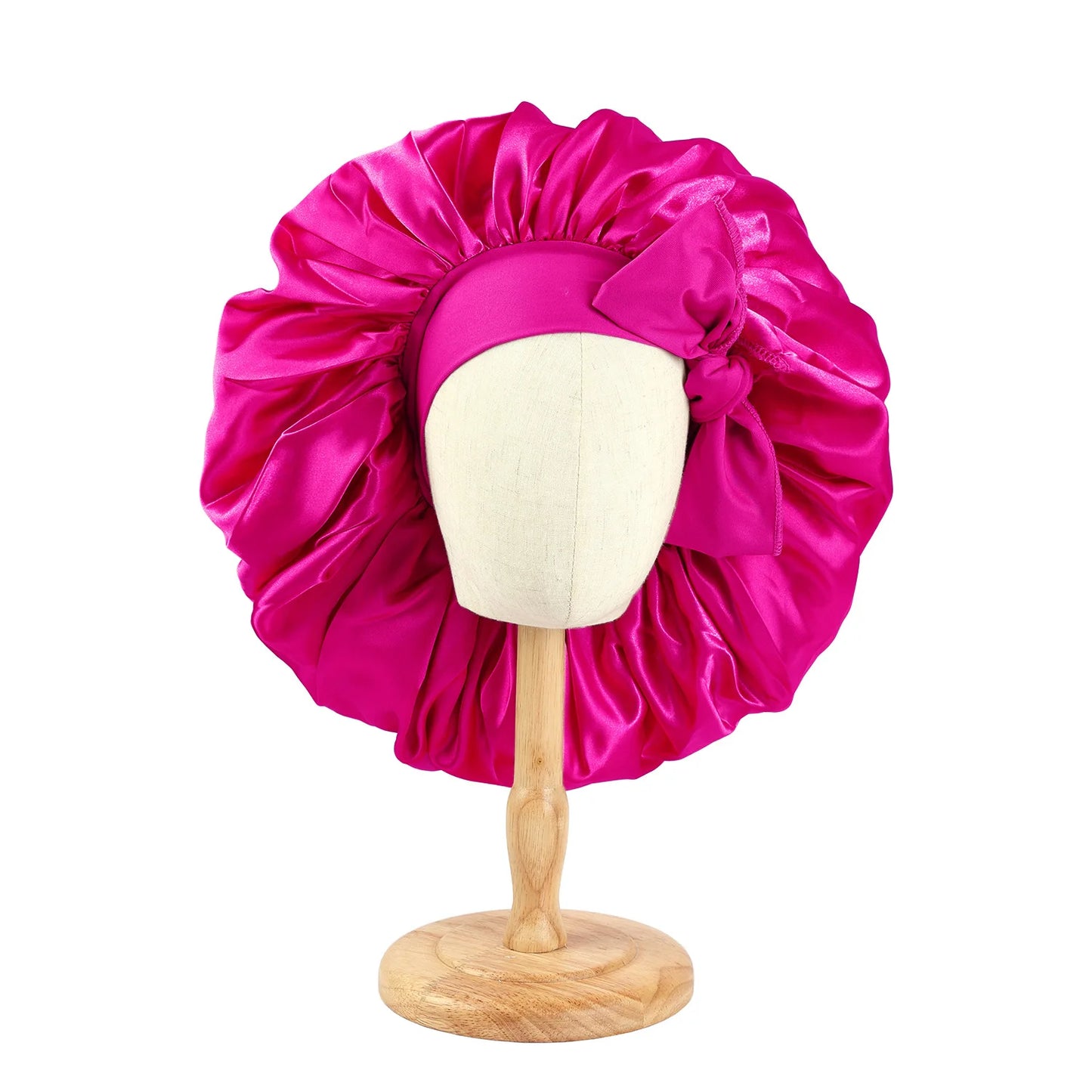 Large Satin Sleep Bonnet for Women – Silky Night Cap with Adjustable Tie Band for Curly & Braided Hair