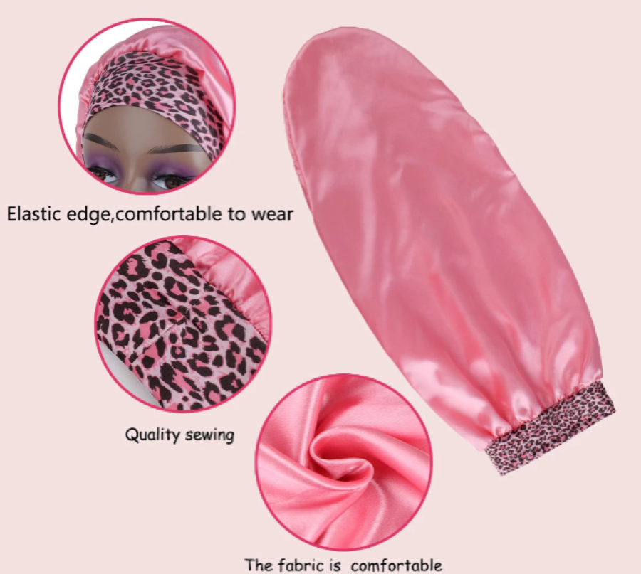 Extra Long Satin Sleep Bonnet for Women – Oversized Adjustable Hair Turban for Curly & Natural Hair