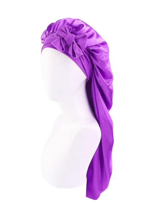 Soft Silky Long Satin Bonnet for Women – Extra-Large Tie Band Sleep Cap for Natural & Curly Hair | Luxe Silky Night Hair Protection