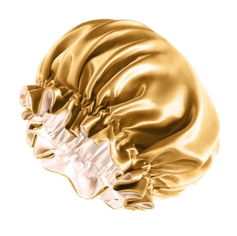 Reversible Double-Layer Satin Sleep Bonnet for Women – Elastic Nightcap for Hair Protection