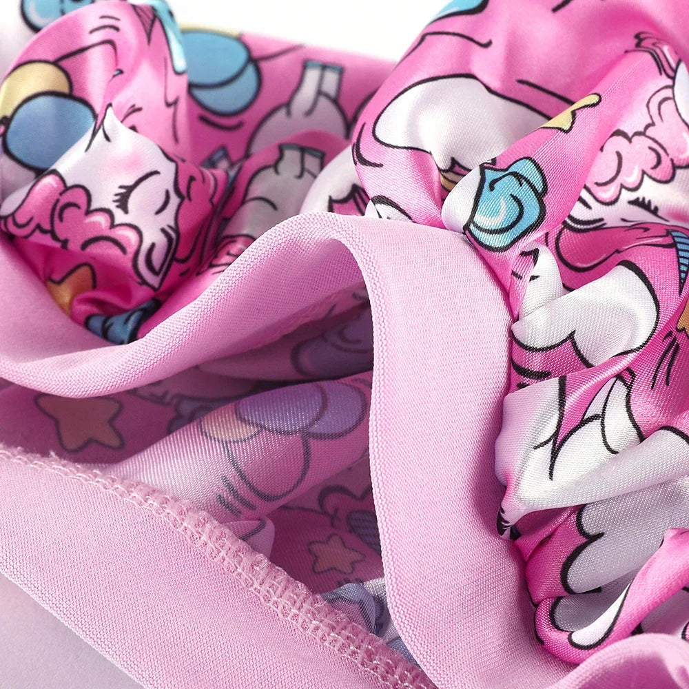 Baby Unicorn Satin Sleep Cap – Wide Band Kids Bonnet, Soft Cartoon Print Night Hat for Babies & Toddlers