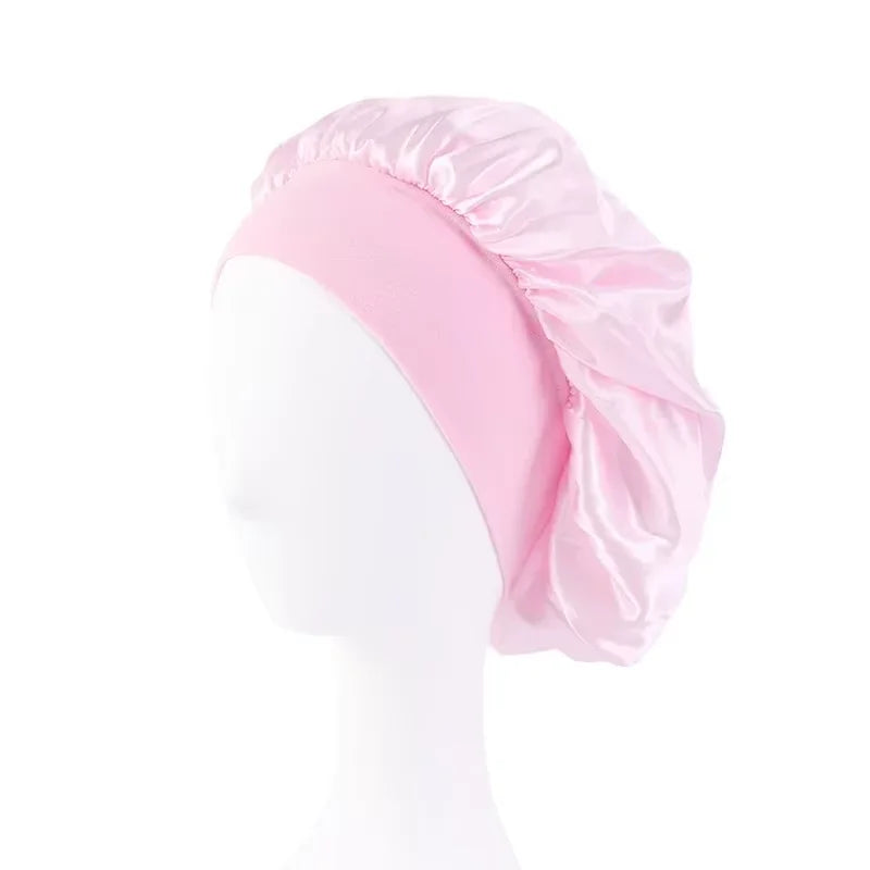 Wide Band Satin Sleep Bonnet for Women – Silky Nightcap with Soft Elastic for Hair Protection