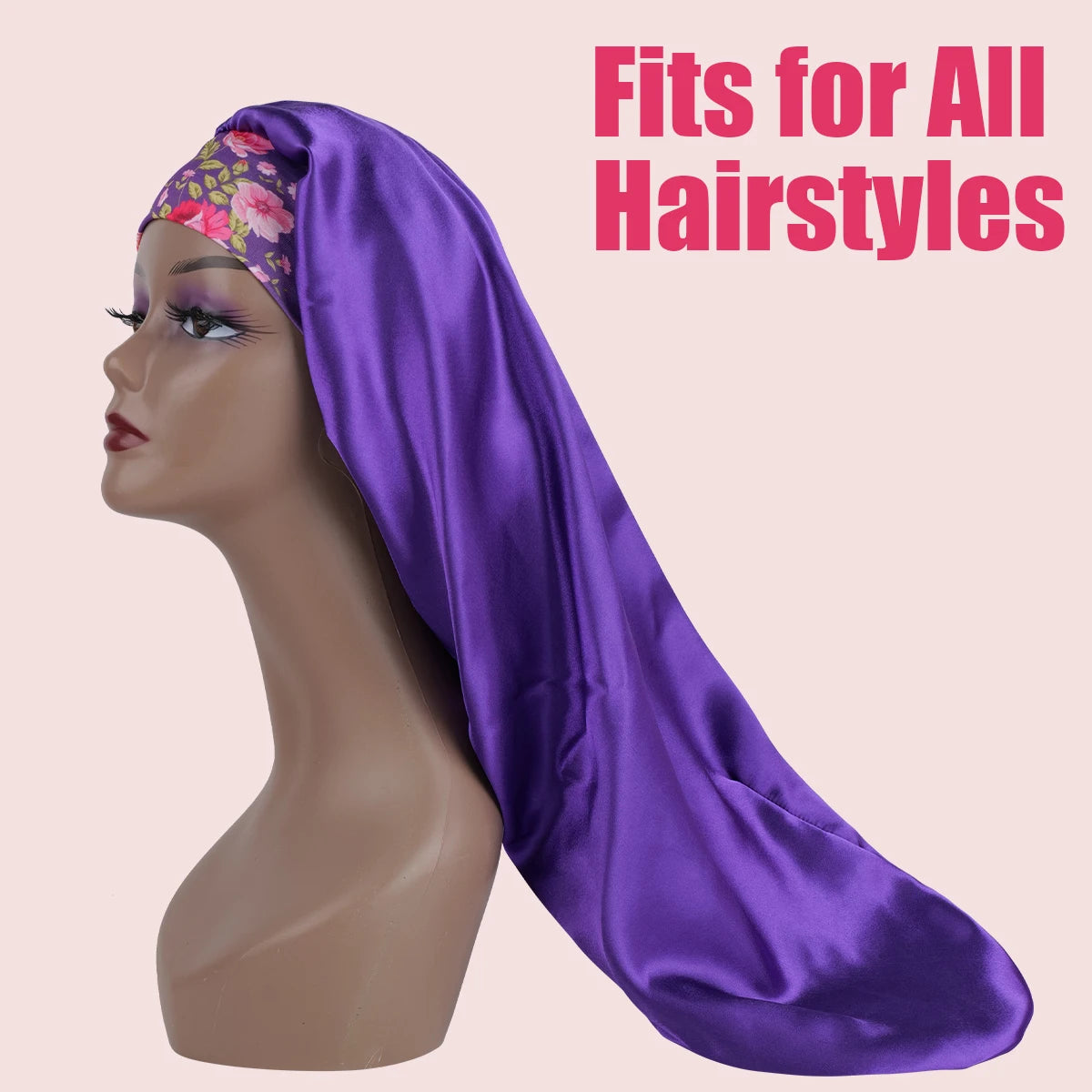 Extra Long Satin Sleep Bonnet for Women – Oversized Adjustable Hair Turban for Curly & Natural Hair