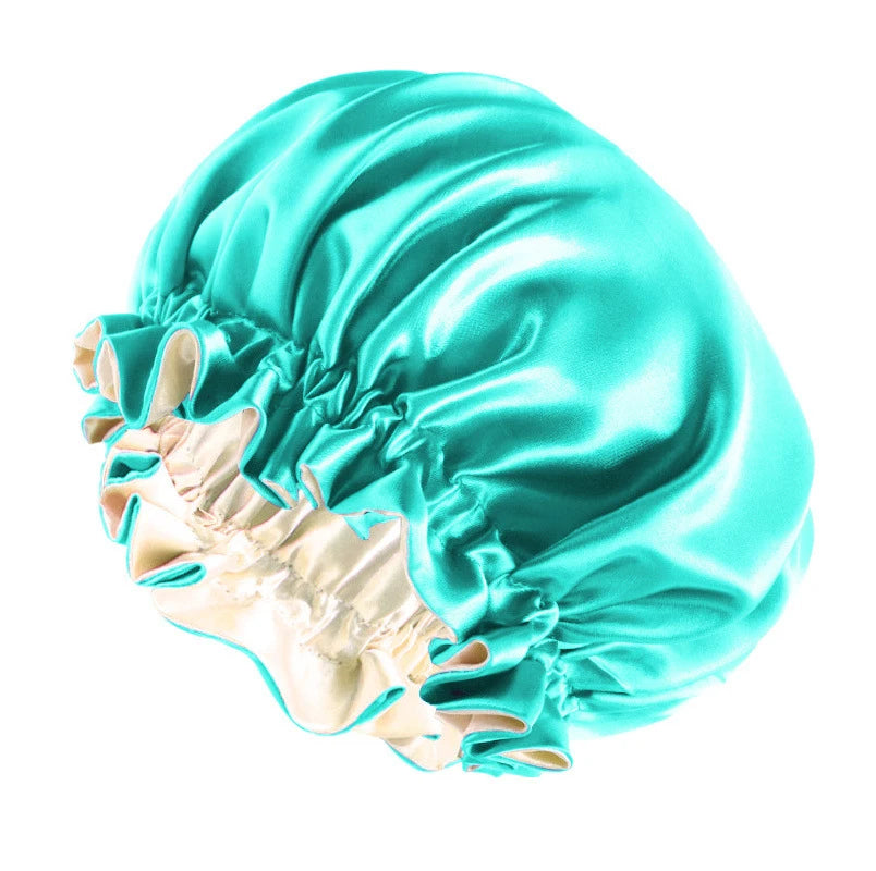 Reversible Double-Layer Satin Sleep Bonnet for Women – Elastic Nightcap for Hair Protection