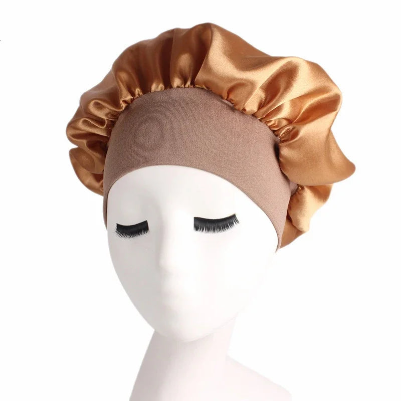 Premium Satin Sleeping Hat for Women – Extra Soft Silky Nightcap with Wide Elastic Band, Hair Care Bonnet & Shower Cap Alternative