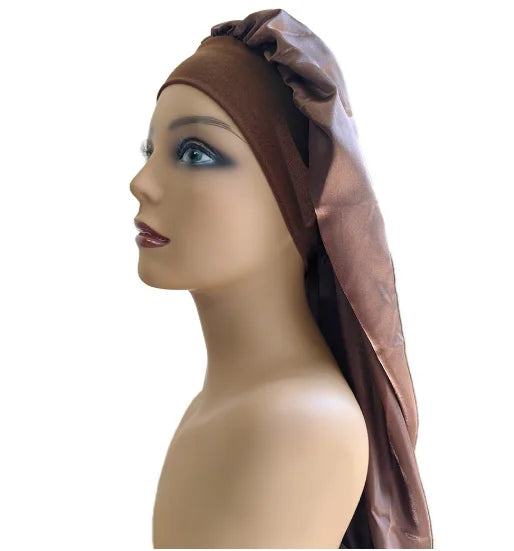 Extra Long Satin Sleep Hat for Women – Oversized Silk Bonnet for Curly Hair, Braids & Protective Styles