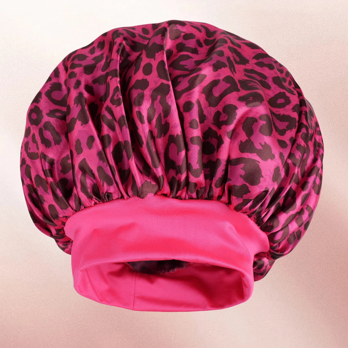 Leopard Print Satin Sleep Bonnet for Women – Single-Layer Nightcap for Frizz-Free Hair Care
