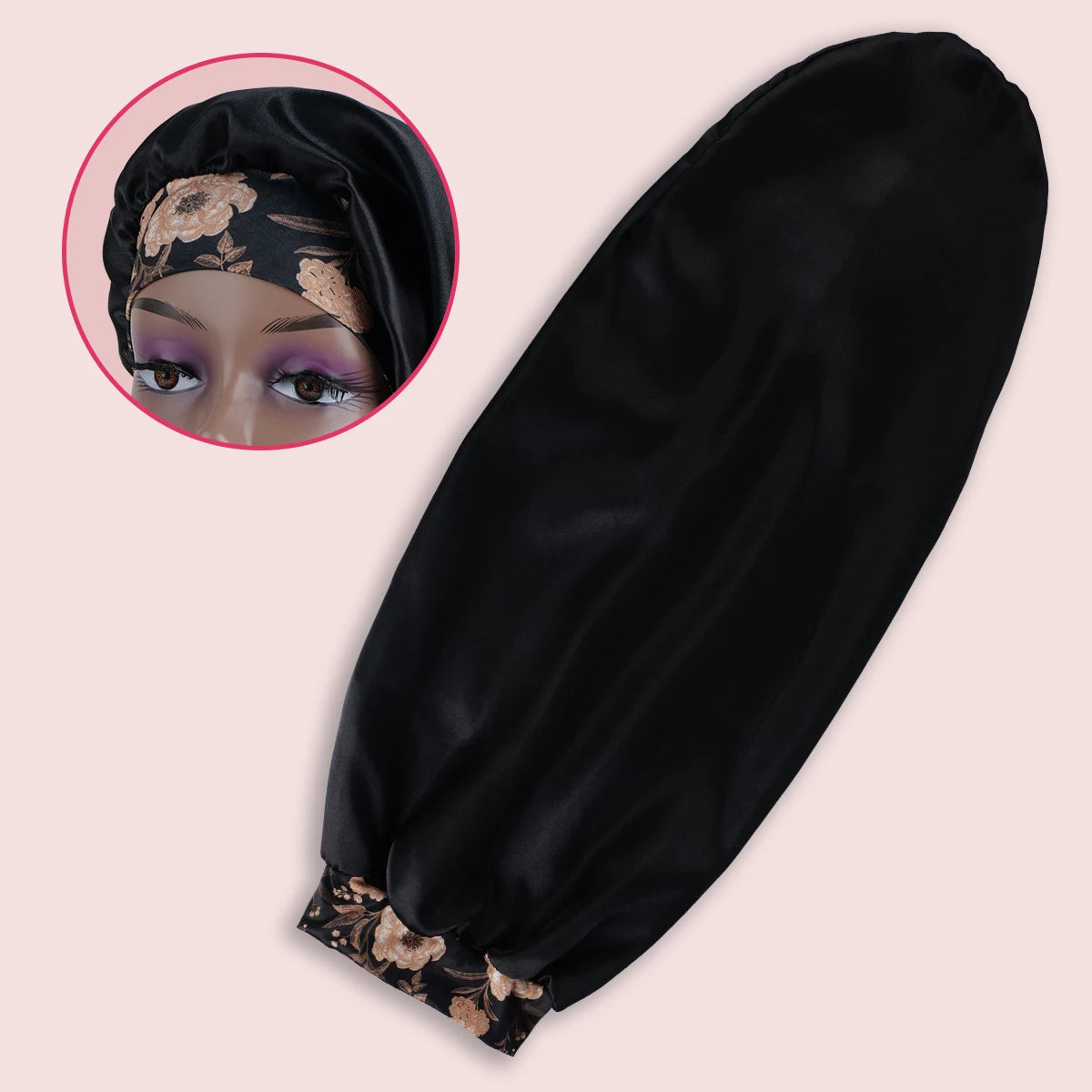 Extra Long Satin Sleep Bonnet for Women – Oversized Adjustable Hair Turban for Curly & Natural Hair