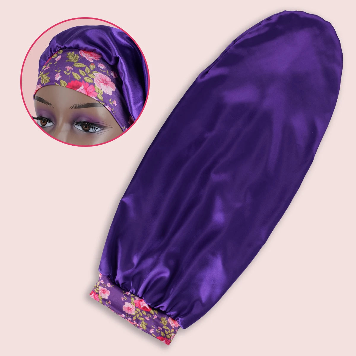 Extra Long Satin Sleep Bonnet for Women – Oversized Adjustable Hair Turban for Curly & Natural Hair