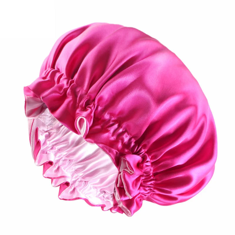 Reversible Double-Layer Satin Sleep Bonnet for Women – Elastic Nightcap for Hair Protection