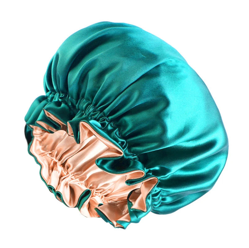 Reversible Double-Layer Satin Sleep Bonnet for Women – Elastic Nightcap for Hair Protection