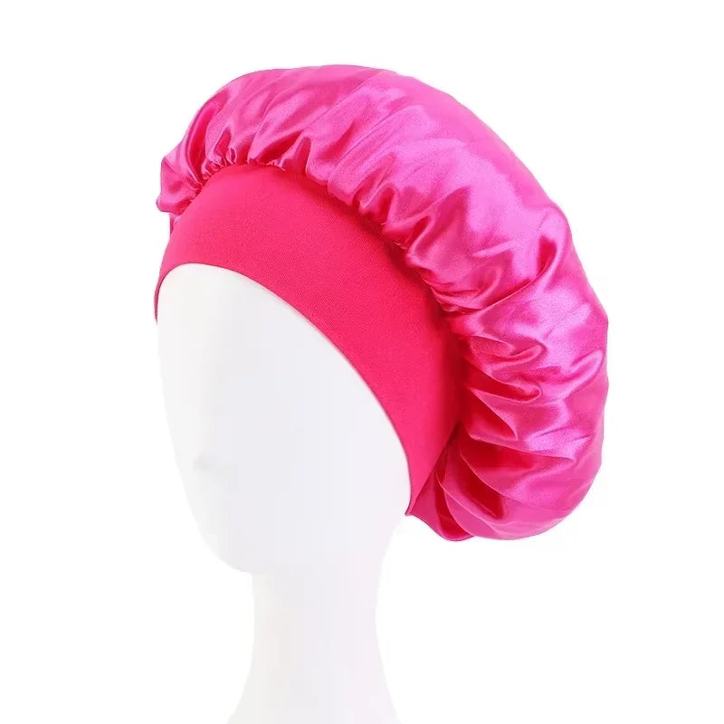 Wide Band Satin Sleep Bonnet for Women – Silky Nightcap with Soft Elastic for Hair Protection