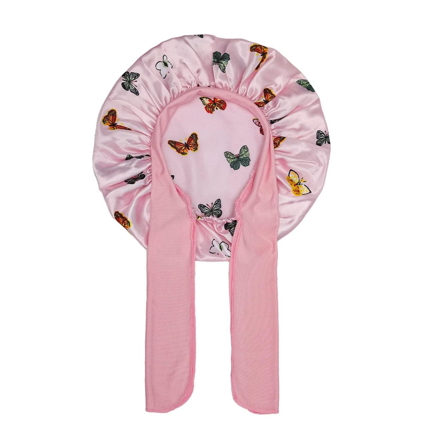 Kids Satin Bonnet – Print Sleep Cap with Wide Elastic Band & Ribbon Tie