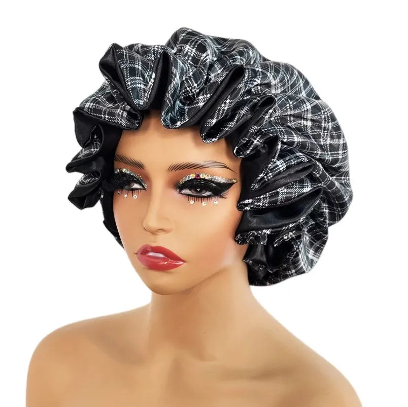 Luxury Satin Sleep Bonnet for Women – Large Silky Lined Night Cap, Soft Comfortable Hair Cover for Styling & Night Protection