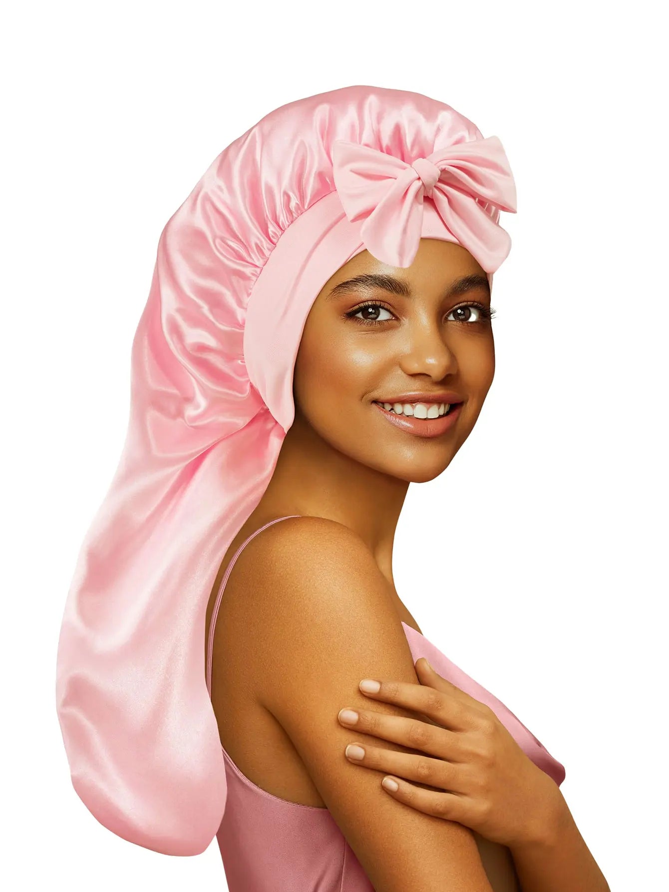 Soft Silky Long Satin Bonnet for Women – Extra-Large Tie Band Sleep Cap for Natural & Curly Hair | Luxe Silky Night Hair Protection