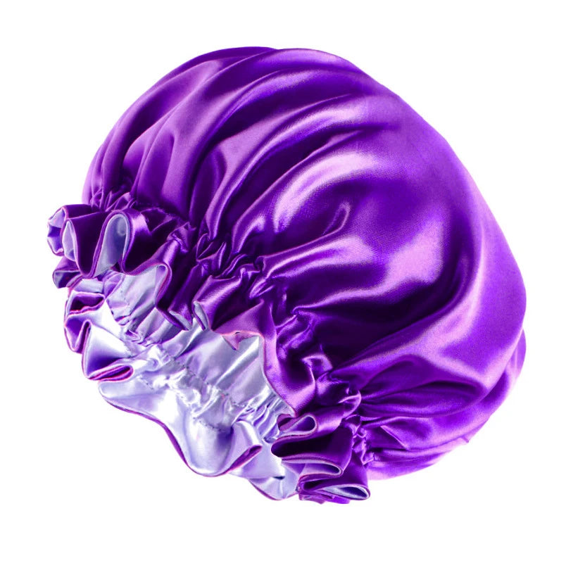 Reversible Double-Layer Satin Sleep Bonnet for Women – Elastic Nightcap for Hair Protection