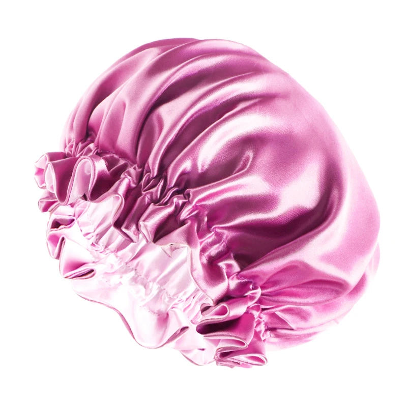 Reversible Double-Layer Satin Sleep Bonnet for Women – Elastic Nightcap for Hair Protection