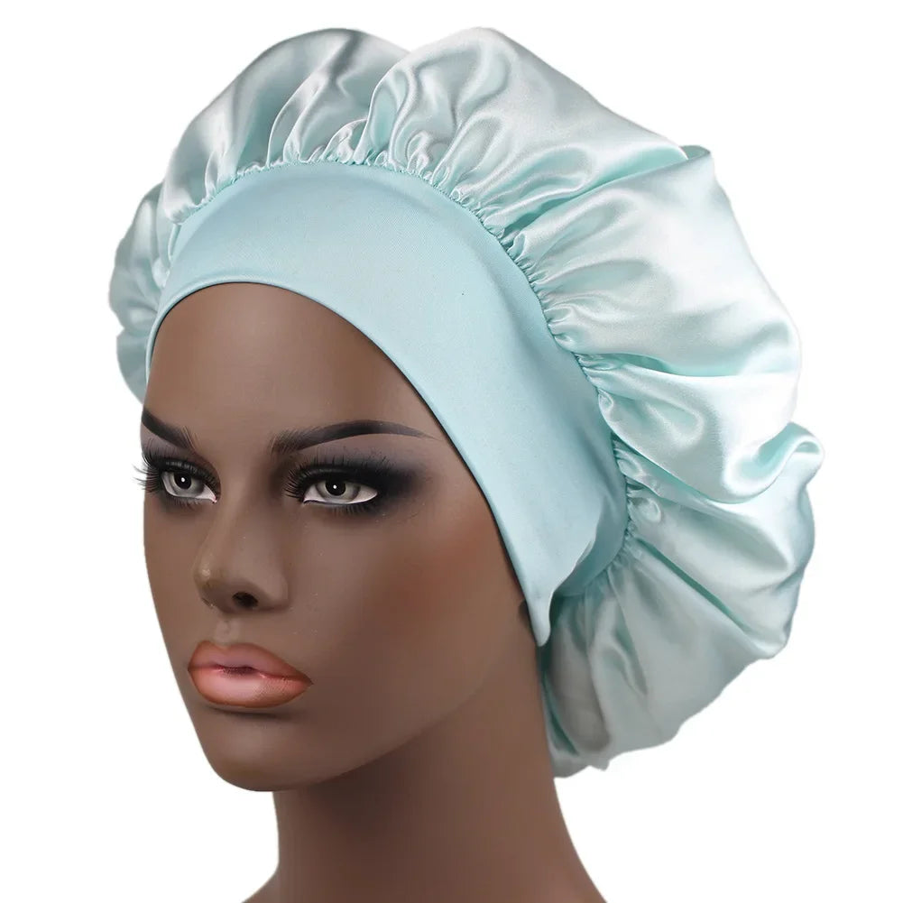 Premium Satin Sleeping Hat for Women – Extra Soft Silky Nightcap with Wide Elastic Band, Hair Care Bonnet & Shower Cap Alternative