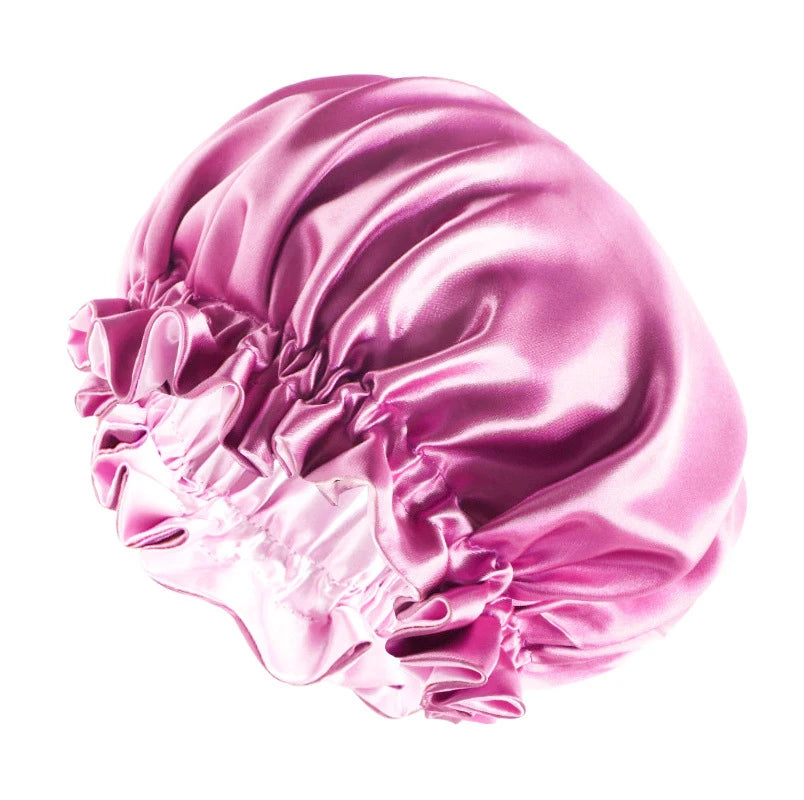 Reversible Double-Layer Satin Sleep Bonnet for Women – Elastic Nightcap for Hair Protection