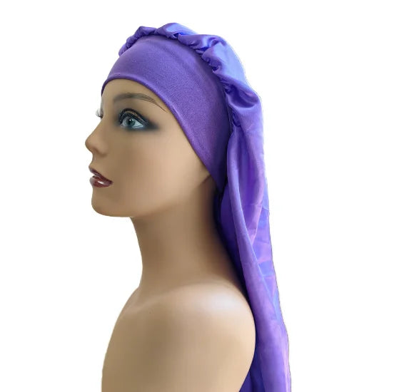 Extra Long Satin Sleep Hat for Women – Oversized Silk Bonnet for Curly Hair, Braids & Protective Styles