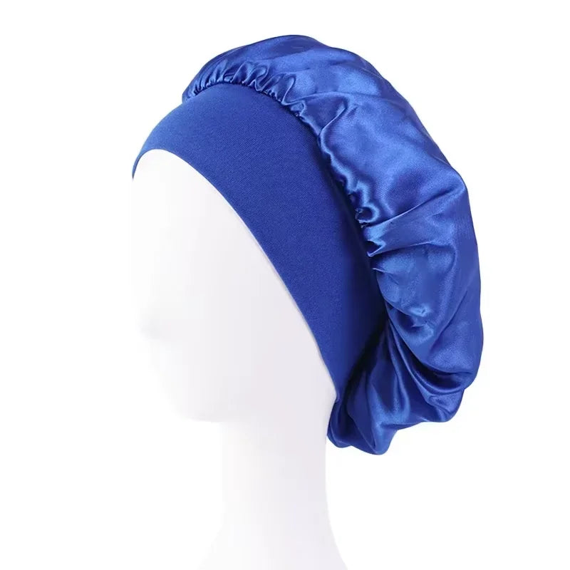 Wide Band Satin Sleep Bonnet for Women – Silky Nightcap with Soft Elastic for Hair Protection