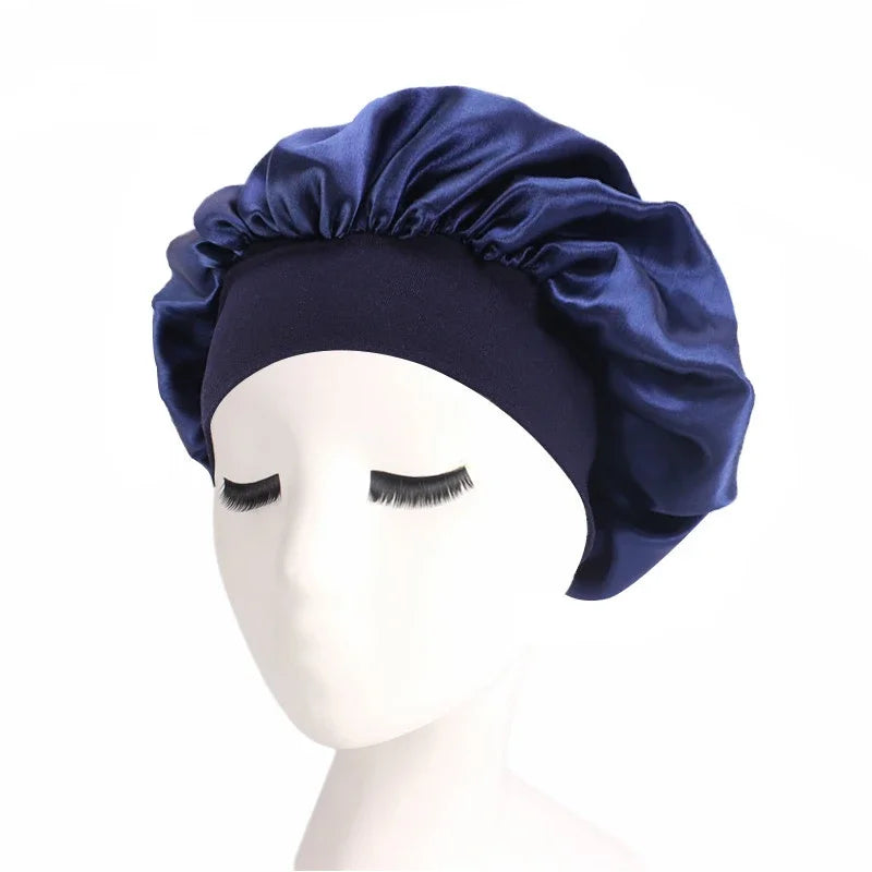Premium Satin Sleeping Hat for Women – Extra Soft Silky Nightcap with Wide Elastic Band, Hair Care Bonnet & Shower Cap Alternative