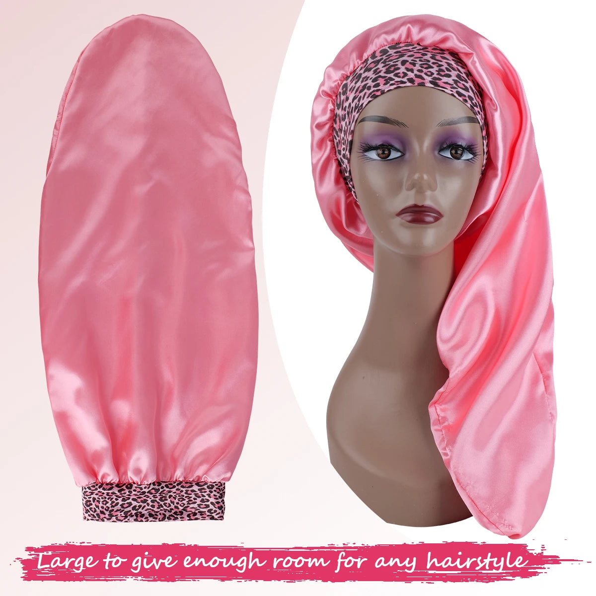 Extra Long Satin Sleep Bonnet for Women – Oversized Adjustable Hair Turban for Curly & Natural Hair