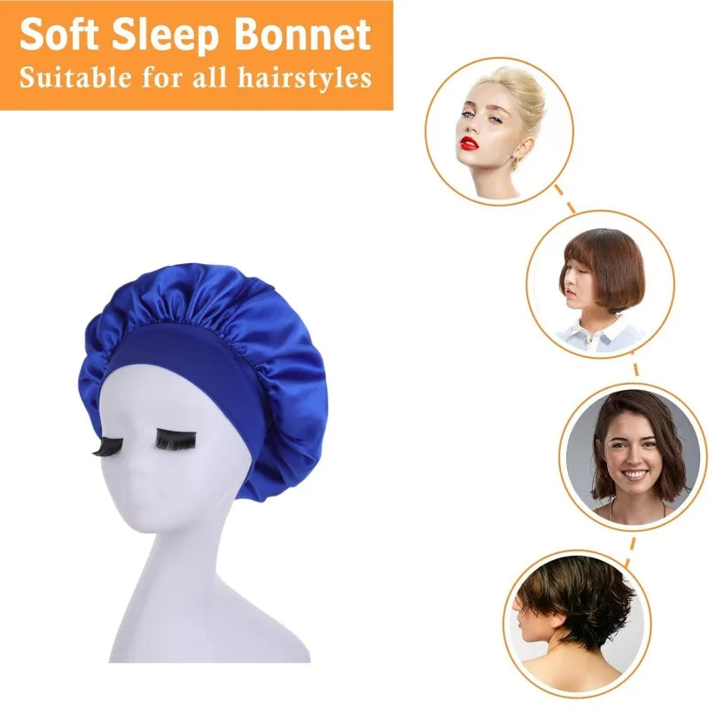 Silk Satin Hair Bonnet for Women – Frizz-Free Sleep Cap for Natural, Curly & Protective Styles