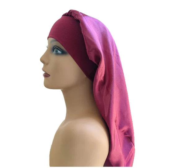 Extra Long Satin Sleep Hat for Women – Oversized Silk Bonnet for Curly Hair, Braids & Protective Styles