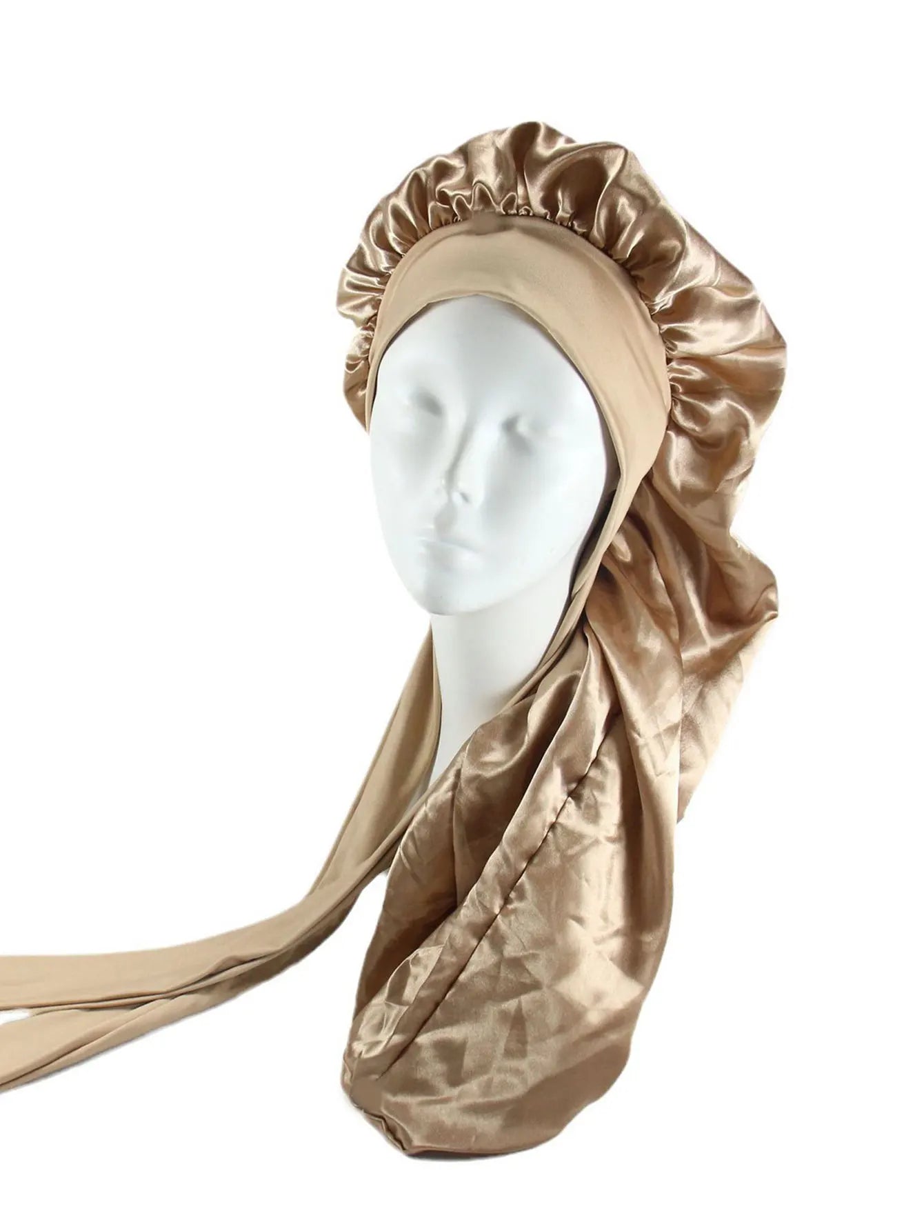 Soft Silky Long Satin Bonnet for Women – Extra-Large Tie Band Sleep Cap for Natural & Curly Hair | Luxe Silky Night Hair Protection