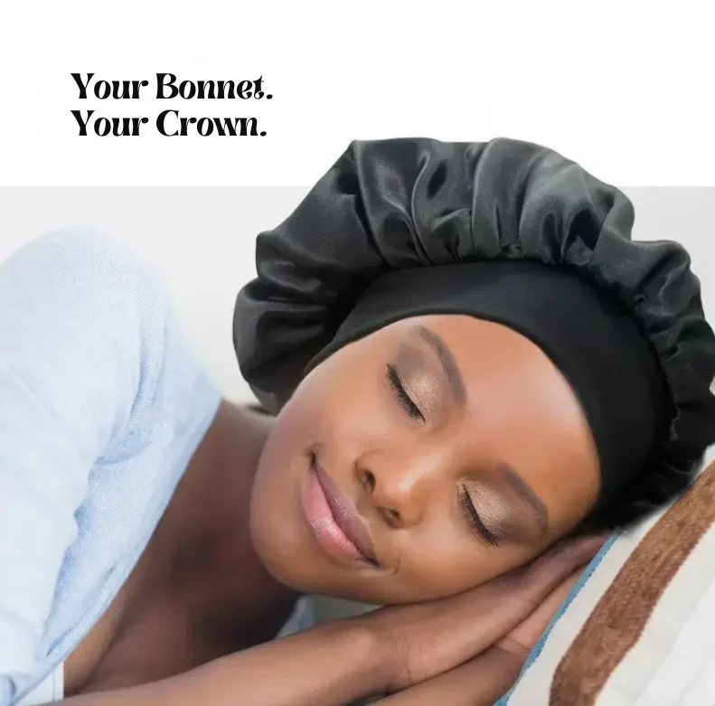 Wide Band Satin Sleep Bonnet for Women – Silky Nightcap with Soft Elastic for Hair Protection